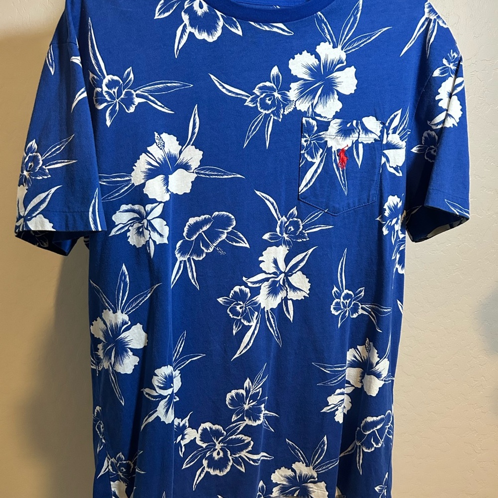 Polo by Ralph Lauren Blue and White Floral Tee